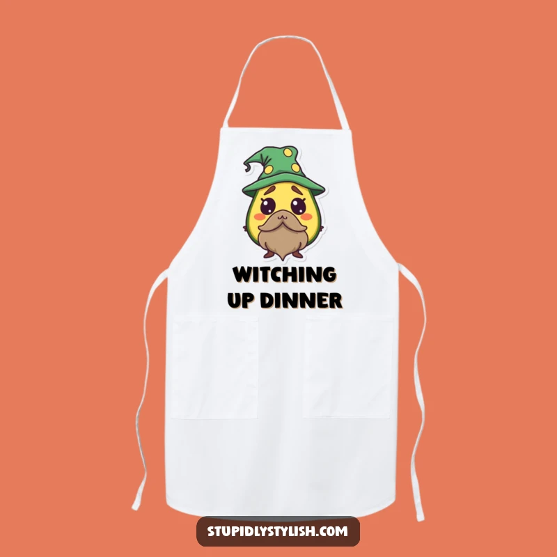 Funny Avocado Wizard Apron: Startled Sorcerer Kitchen Wear, Hilarious Gift