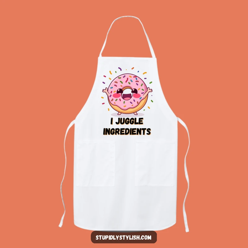 Funny Excited Donut Juggling Apron: Bake with Sweet Fun and Humor