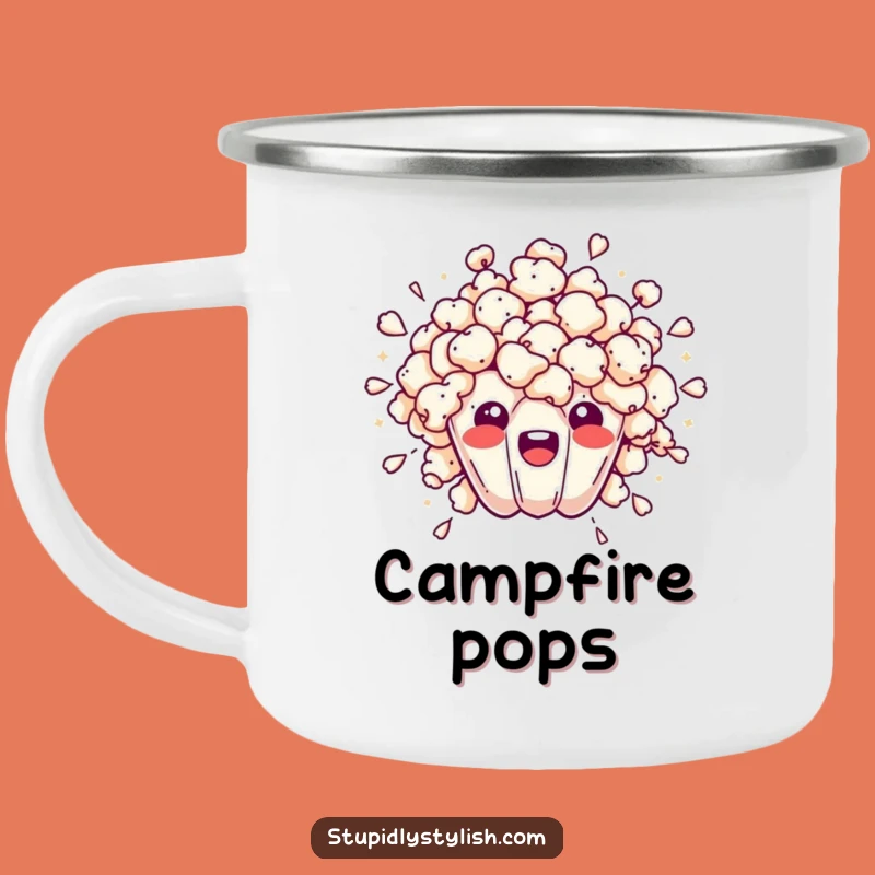 Funny Overwhelmed Popcorn Burst Camping Mug: Coffee Amidst the Chaos