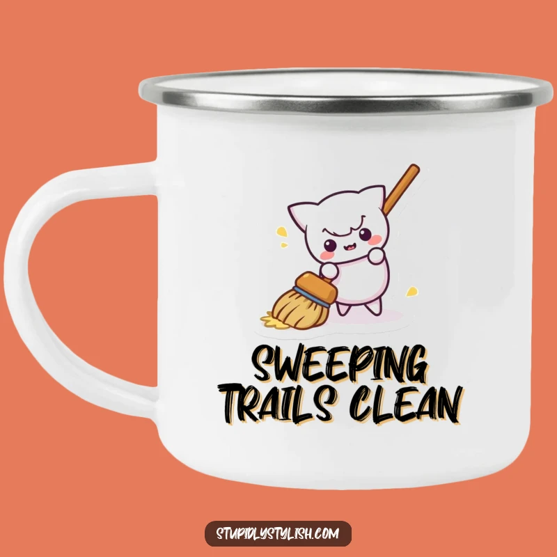 Funny Broom Camping Mug - Durable Self-Sweeping Object Cup Funny Gift