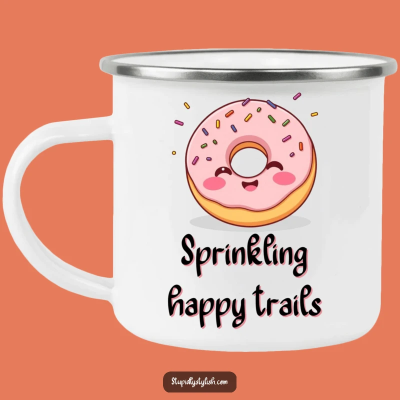 Funny Giggling Donut Camping Mug - Your Sweet Companion for Outdoor Adventures