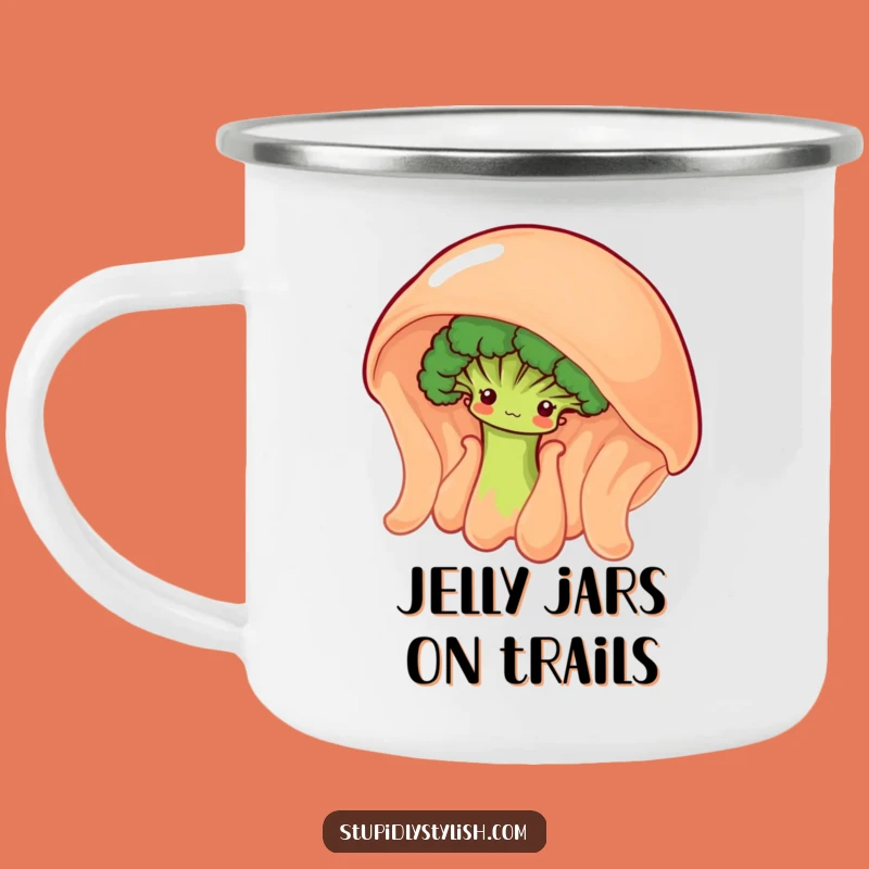 Funny Shy Broccoli Jelly Camping Mug - Outdoor Fun, Hilarious Gift