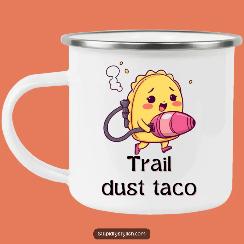 Funny Blushing Taco Camping Mug: Rugged Jetpack Mexican Food Enamel Mug Gift