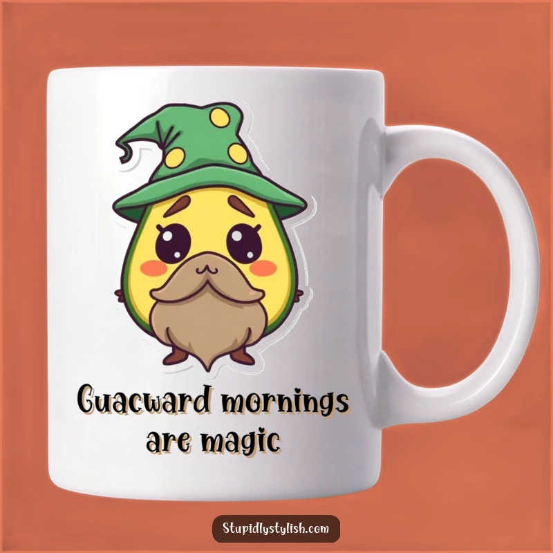 Funny Avocado Wizard Mug: Startled Sorcerer Guacamole, Perfect Fantasy Gift