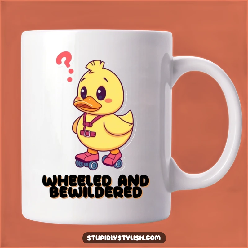 Funny Confused Duck Roller Skates Mug - Hilarious Adventure Gift