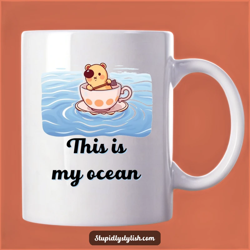 Funny Hot Dog Paddling Teacup Mug: Hilarious Ocean Adventure Gift for Him or Her