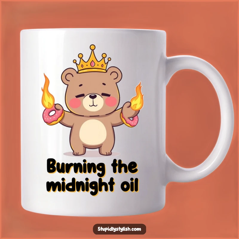 Funny Juggling Bear Mug - Royal Flaming Donut Chaos Gift for Circus Lovers