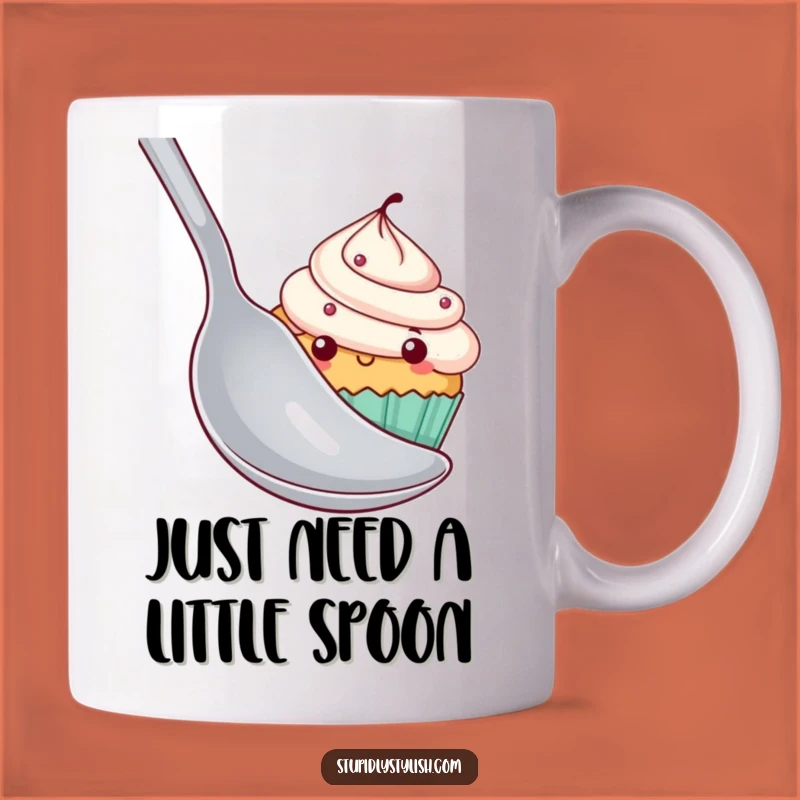 Funny Shy Cupcake Mug Hiding Behind Spoon - Adorable Gift Idea