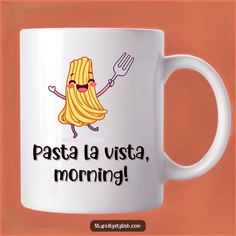 Funny Joyful Dancing Spaghetti Fork Mug - Hilarious Foodie Gift for Pasta Lovers