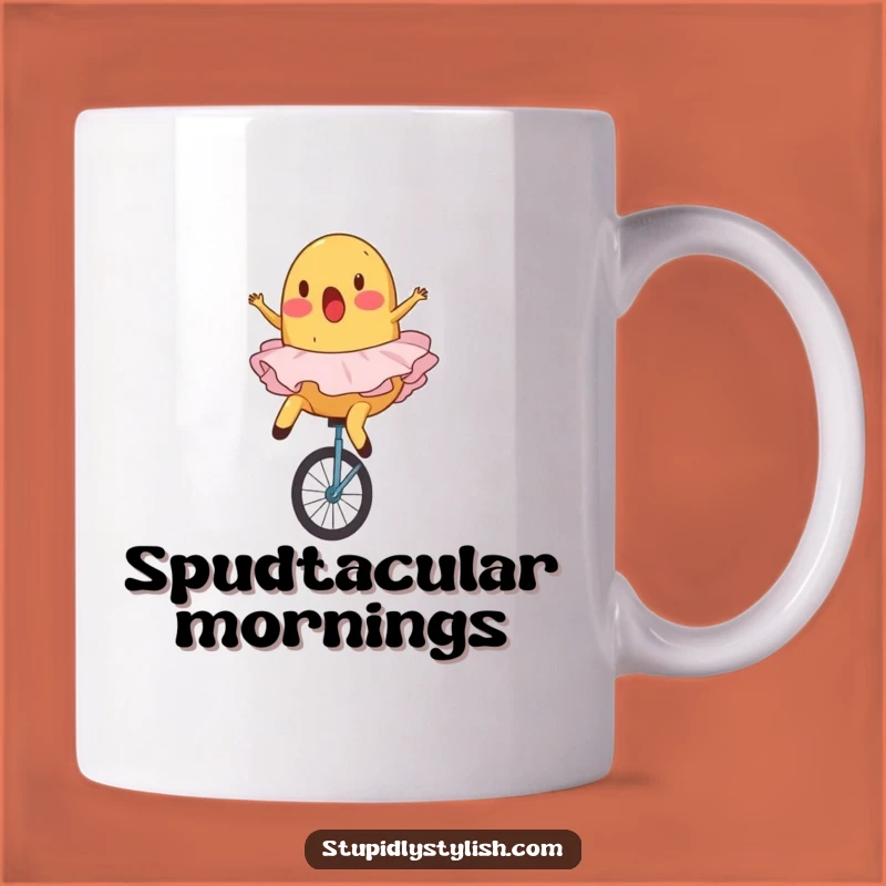 Funny Surprised Potato Mug - Ballet Tutu Unicycle Fail Gift for Clumsy Fun