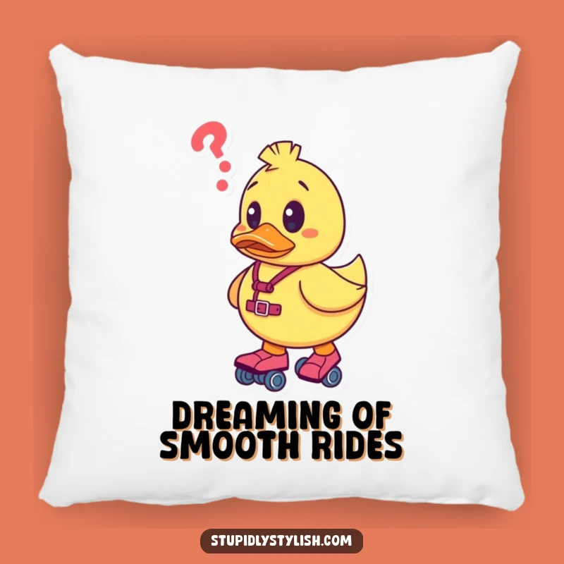 Funny Confused Duck Roller Skates Pillow - Cozy Comfort & Comedic Accent