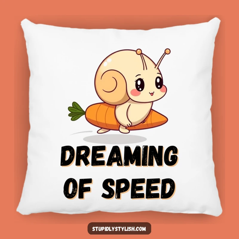 Funny Snail vs Carrot Pillow - Cozy Racer Accent Pillow Funny Gift