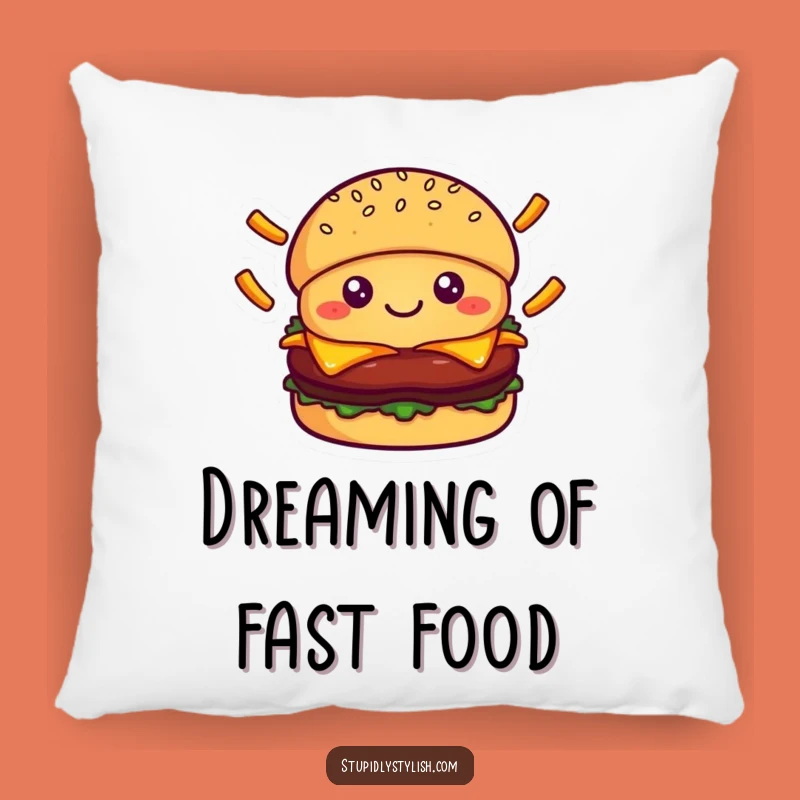 Funny Burger Juggling Fries Pillow - Cozy Foodie Humor Cushion Gift