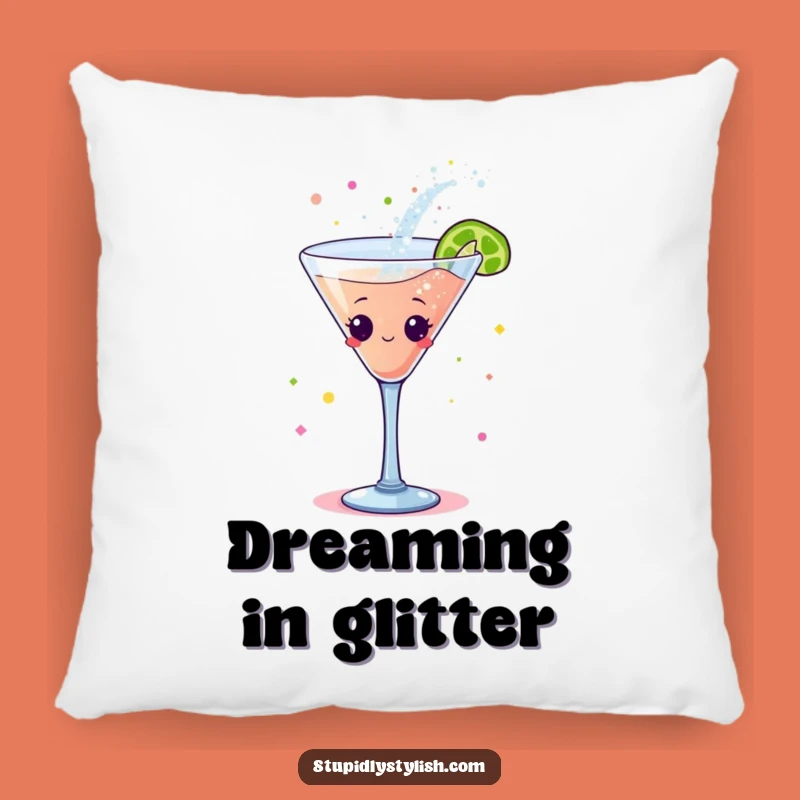 Funny Dancing Cocktail Pillow: Soft Glittery Comfort for a Hilarious Gift