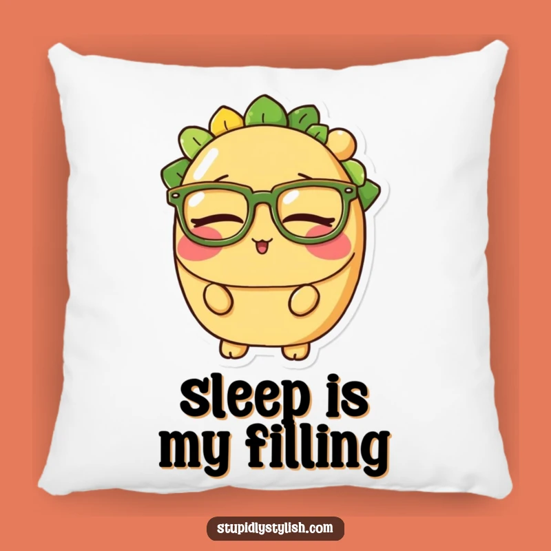 Funny Sleepy Taco Glasses Pillow - Cozy Comfort & Comedic Accent