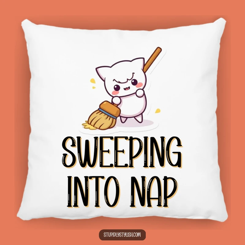 Funny Broom Pillow - Cozy Self-Sweeping Object Accent Pillow Funny Gift