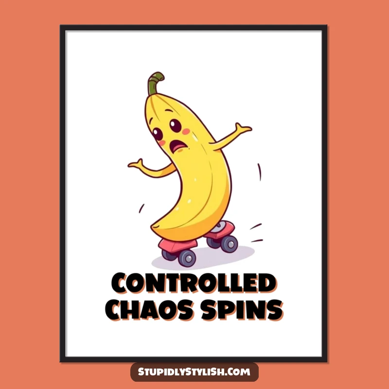 Funny Banana Skate Digital Art: Chaotic Print, Perfect Funny Gift