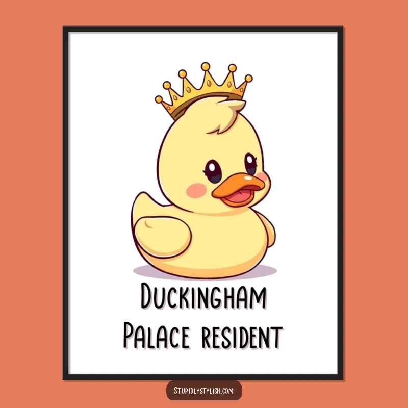 Funny Crowned Duck Digital Art: Instant Royal Laughs, Perfect Printable Funny Gift