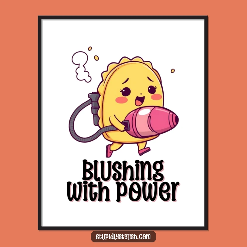 Funny Blushing Taco Digital Art: Hilarious Jetpack Mexican Food Print Gift