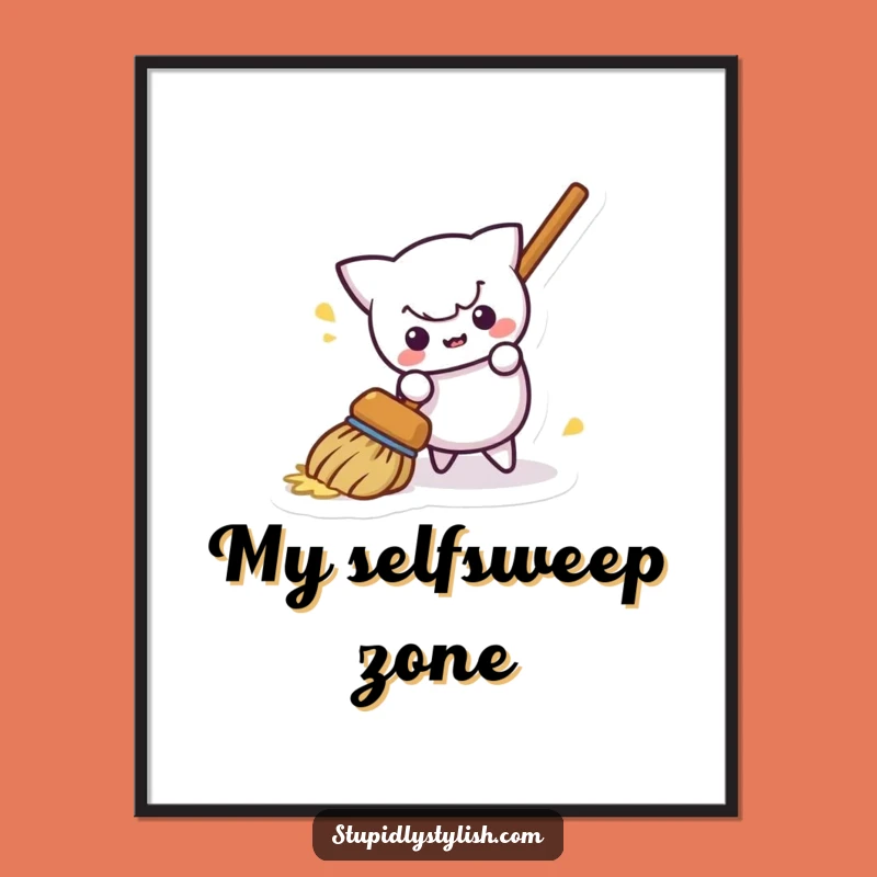 Funny Broom Digital Art - Self-Sweeping Object Printable Funny Gift