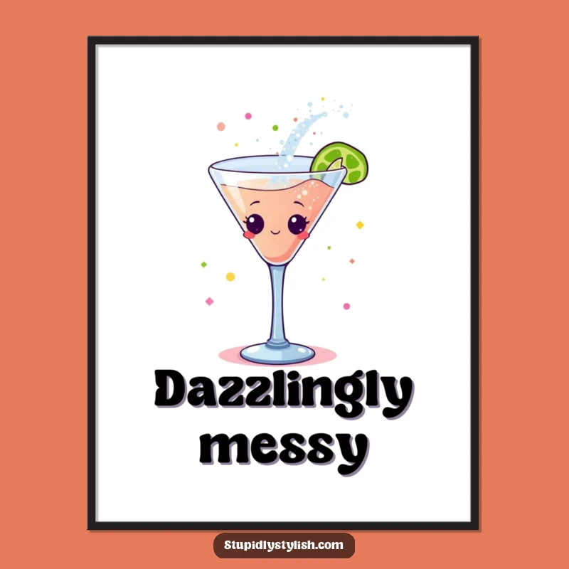 Funny Dancing Cocktail Digital Art Print: Glittery Fun for Instant, Hilarious Decor