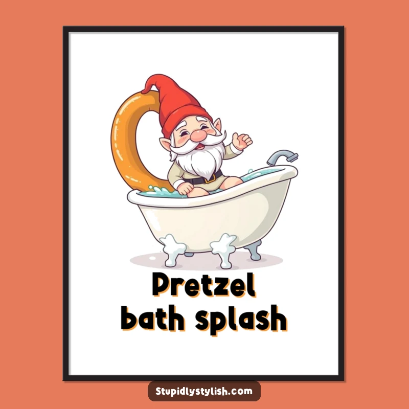 Funny Gnome Pretzel Digital Art - Instant Whimsical Decor