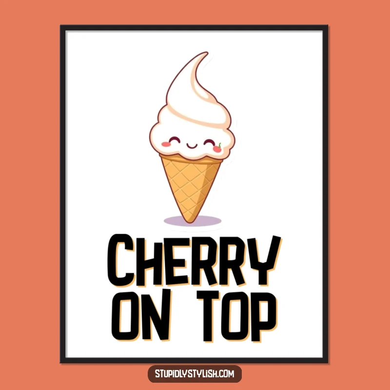 Funny Ice Cream Cone Digital Art Print: Instant Sweet Decor!