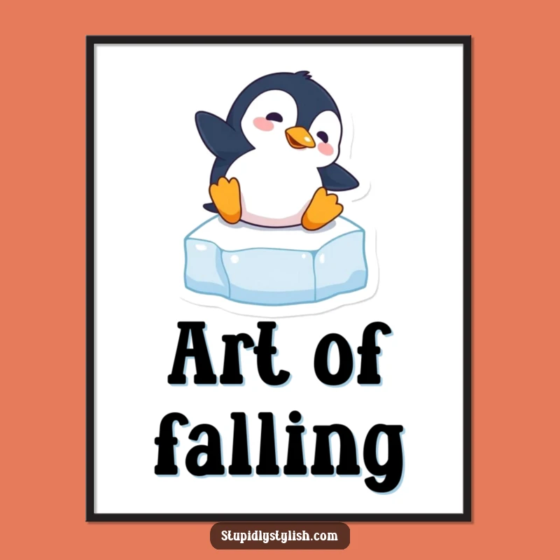 Funny Penguin Slipping Digital Art - Hilarious Clumsy Animal Print Gift