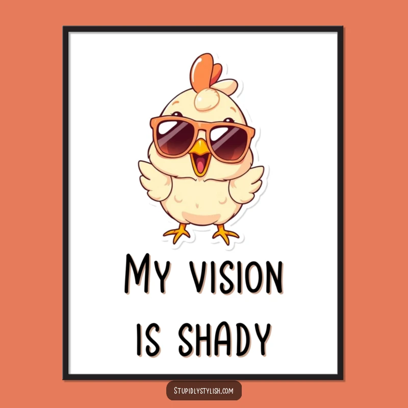 Funny Surprised Chicken Sunglasses Digital Art: Instant Cool Shock for Your Walls