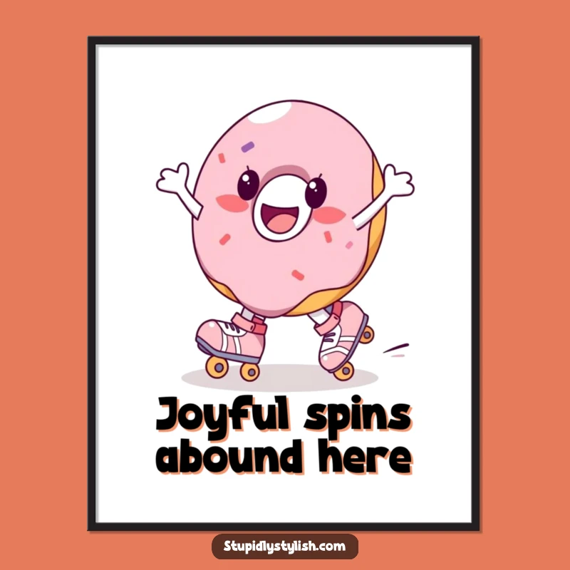 Funny Donut Roller Skate Digital Print - Instant Sweet Decor