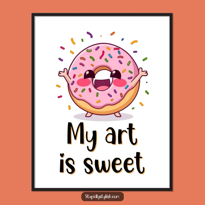 Funny Excited Donut Juggling Digital Art: Instant Sweetness for Your Walls
