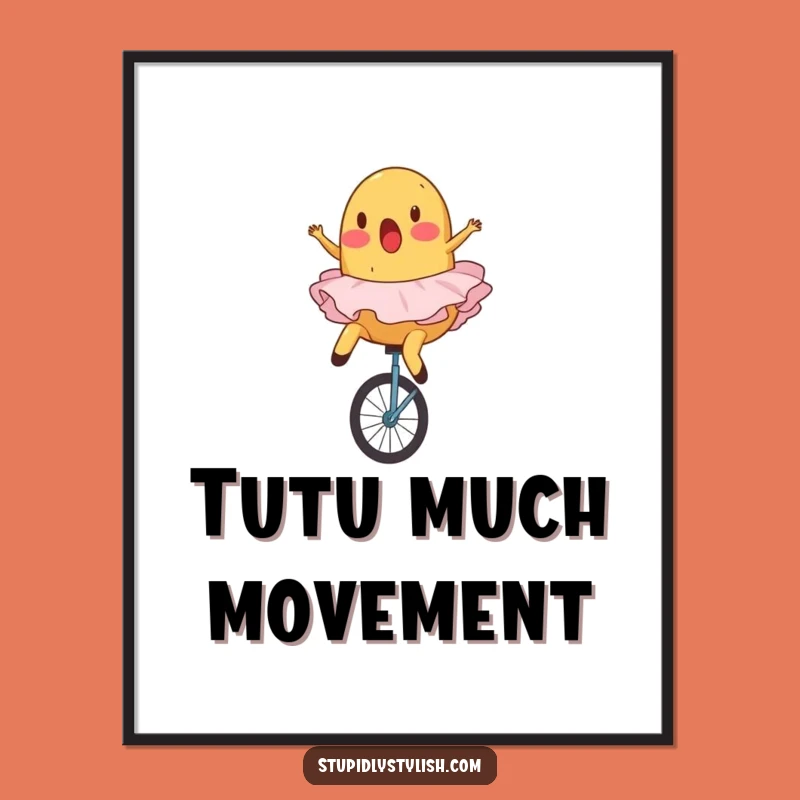 Funny Potato Tutu Digital Art - Unicycle Fail Instant Download Gift