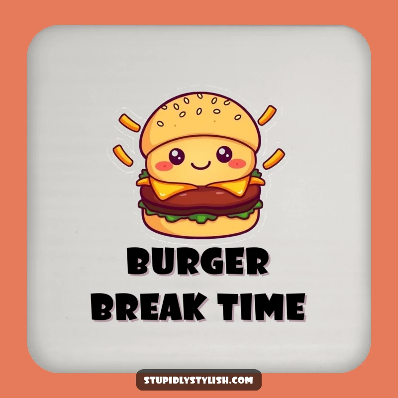 Funny Burger Juggling Fries Coaster - Happy Foodie Drink Gift