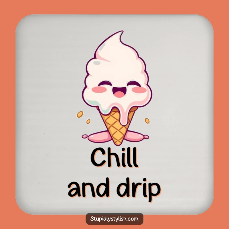 Funny Giggling Ice Cream Coaster: Melty Protection for Tables, Hilarious Gift