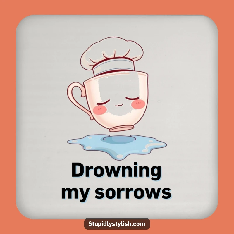 Funny Sleepy Teacup Coaster - Protect Surfaces with Kitchen Humor