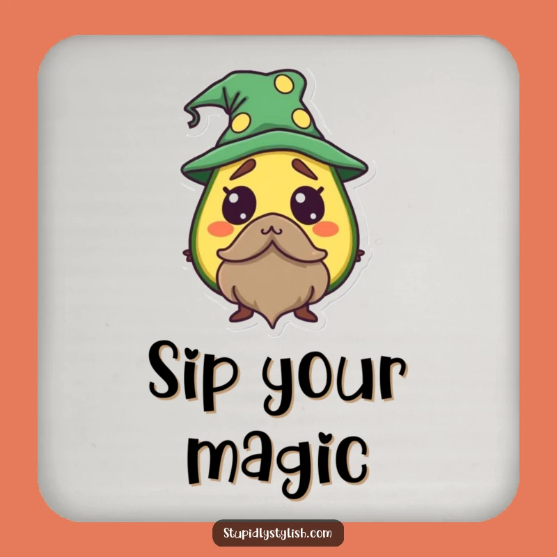 Funny Avocado Wizard Coasters: Protect Surfaces with Sorcerer Fun, Gift Set
