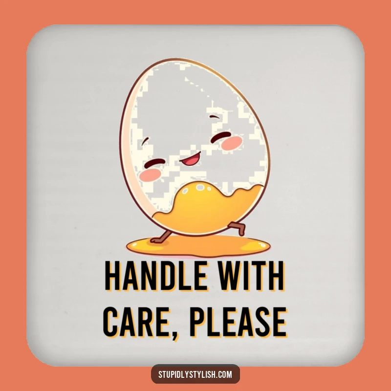 Funny Clumsy Egg Coaster - Breakfast Blunder Funny Gift