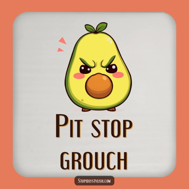 Funny Grumpy Avocado Coaster: Silly Faces for Tables, Hilarious Gift