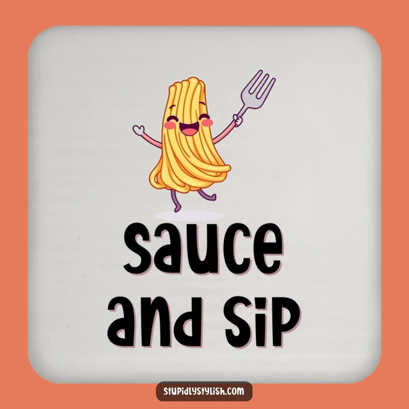 Funny Joyful Dancing Spaghetti Fork Coaster - Hilarious Bar Accessory