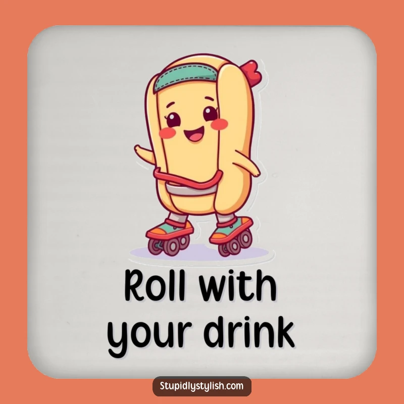 Funny Skating Hot Dog Coaster: Protect Surfaces with Style, A Tiny Funny Gift