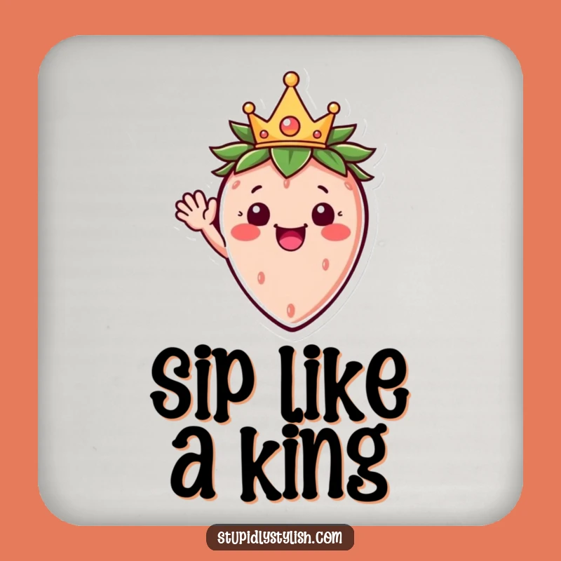 Funny Strawberry Crown Coaster Set Protect Surfaces With Royal Fruit Fun Funny Gift