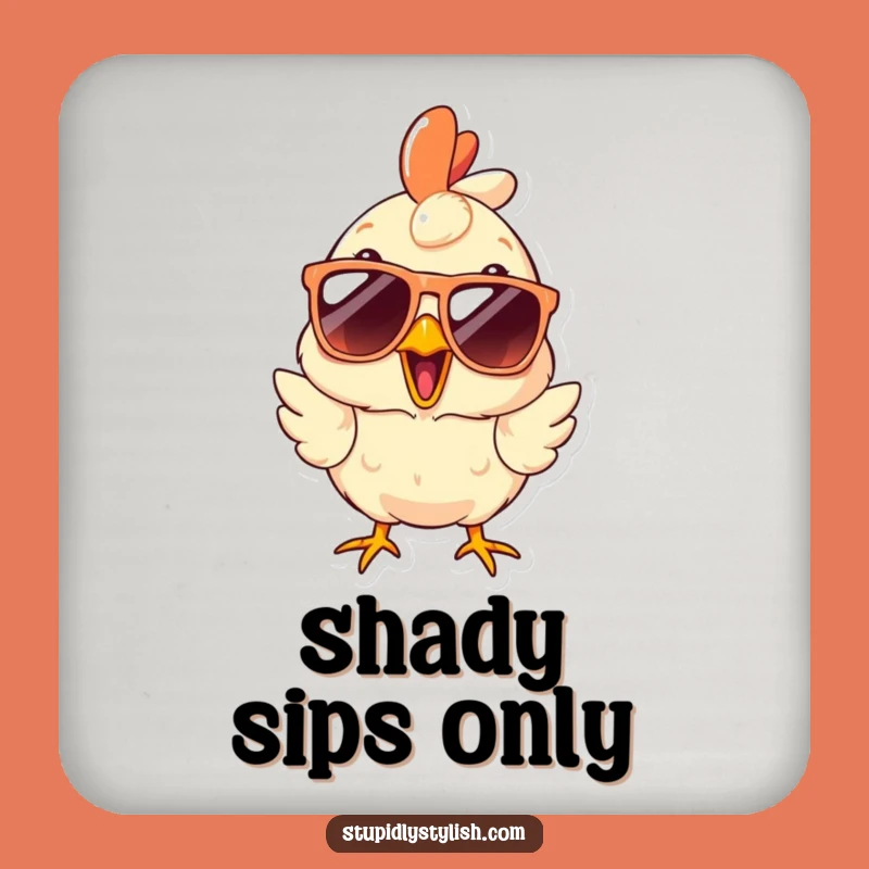 Funny Surprised Chicken Sunglasses Coaster Set: Protect Surfaces with Shocking Style