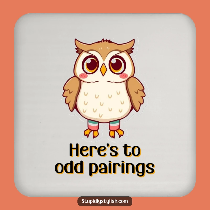 Funny Owl Drink Coasters - Mismatched Socks Set for Party Fun
