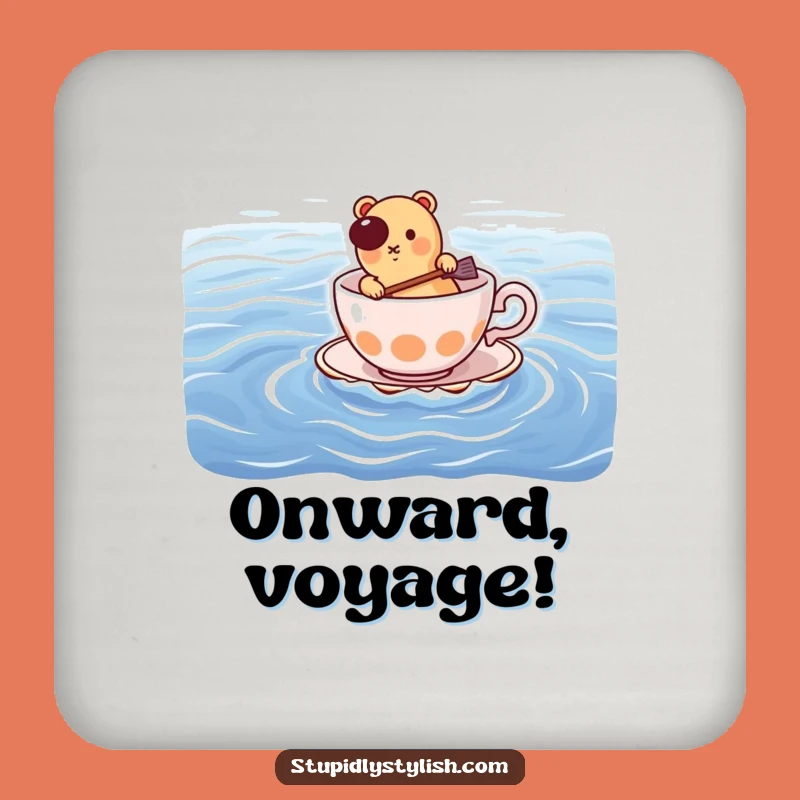 Funny Hot Dog Paddling Teacup Coaster: Protect Surfaces with Humor