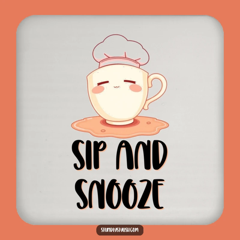 Funny Sleepy Chef Teacup Coaster: Protect Surfaces with Kitchen Laughs