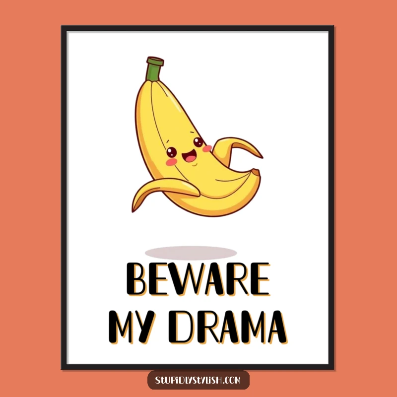 Funny Silly Banana Slipping Poster: Dramatic Cartoon Art for Your Walls