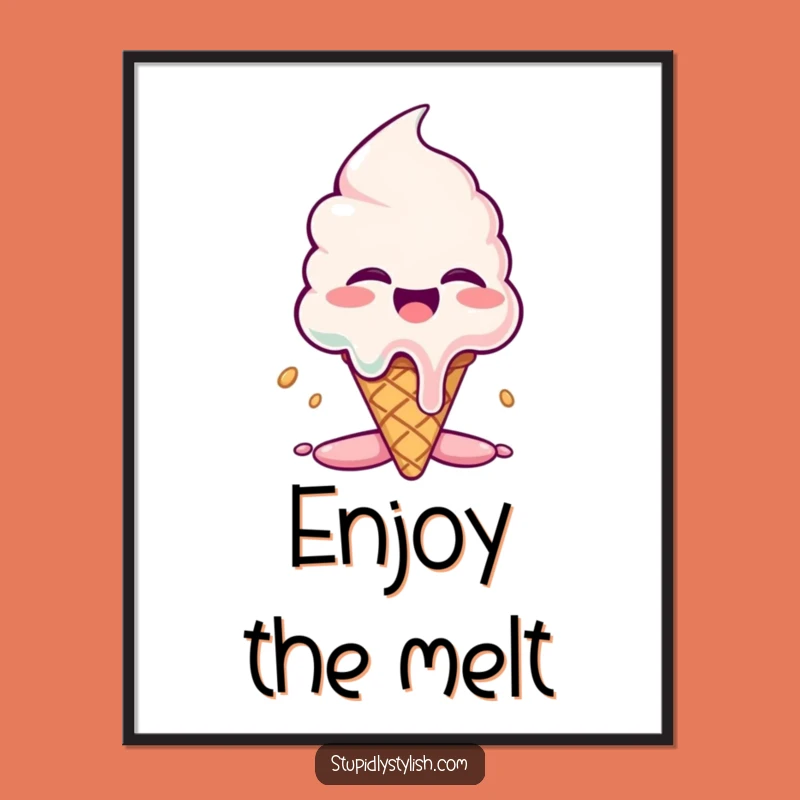 Funny Giggling Ice Cream Poster: Melting Art for Walls, Hilarious Gift