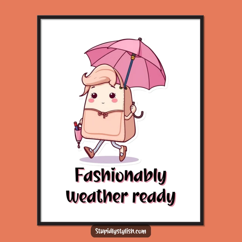 Funny Sassy Handbag Umbrella Poster - Chic Fashion Art Print