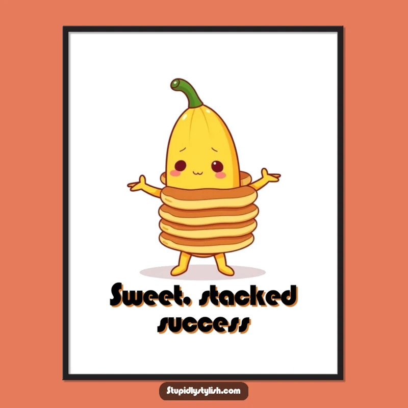 Funny Banana Pancake Balance Poster - Whimsical Wall Art Gift