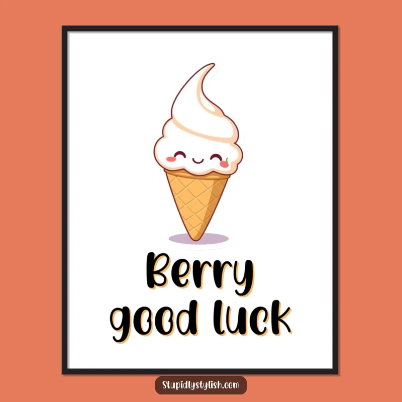 Funny Ice Cream Cone Poster: Whimsical Dessert Wall Art
